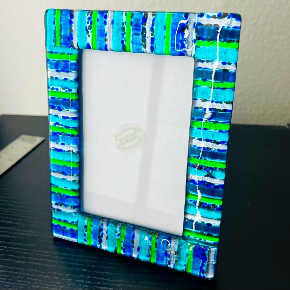 VTG Murano Vetreria Cenedese & Gasparini Fused Art Glass Picture 3x5 Frame EUC
